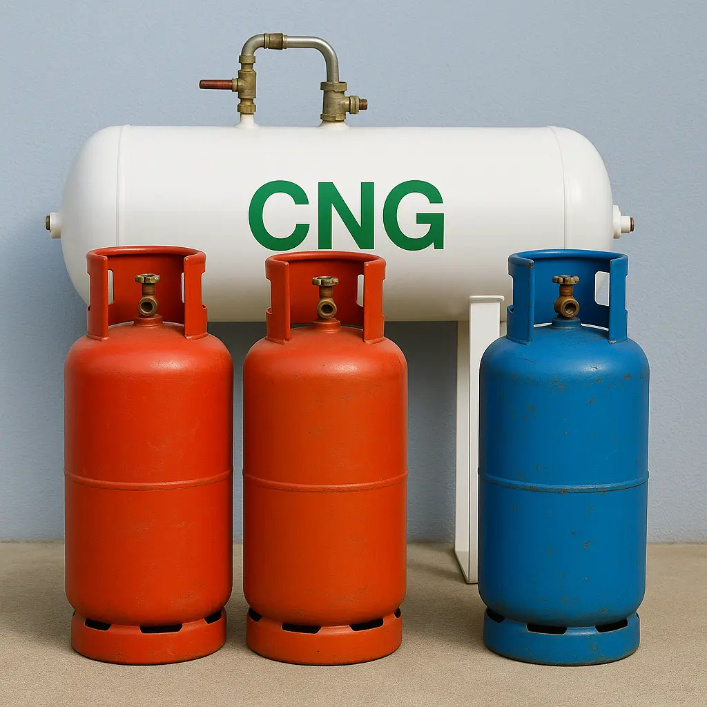 LPG and CNG gas cylinders and storage tank